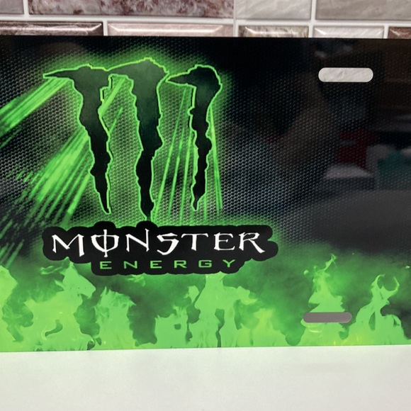 COPY - Monster Energy Logo License Plate With Cup Holder Inserts - Picture 3 of 5